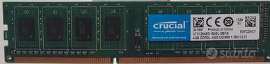 RAM CRUCIAL 4 GB DDR3L 1600 UDIMM