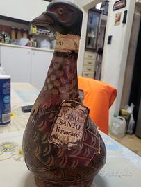 bottiglia vintage anni 60/70 fagiano in cuoio