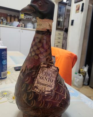 bottiglia vintage anni 60/70 fagiano in cuoio