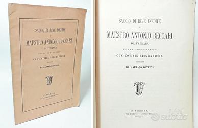 SAGGIO DI RIME INEDITE - BOTTONI GAETANO 1878