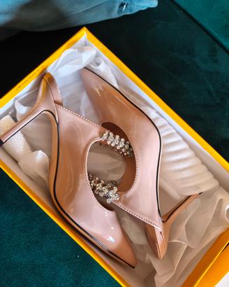 scarpe da cerimonia tacco 11 beige strass