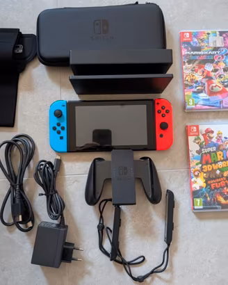 Nintendo Switch 1 + Mario Kart 8 + Super Mario 3D