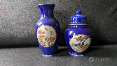 Set Vintage Porcellana Giapponese Blu Cobalto Oro
