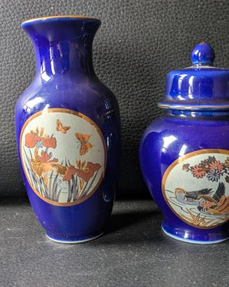 Set Vintage Porcellana Giapponese Blu Cobalto Oro