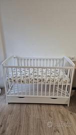 Lettino neonato 120x60 cm con cassetto e materasso