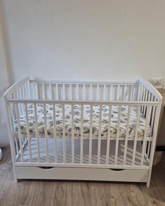 Lettino neonato 120x60 cm con cassetto e materasso