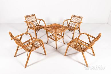 Set  in rattan design italiano anni '70