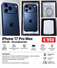 Iphone 17 pro max 256 gb ricondizionato