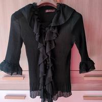 Camicetta donna con volant nera