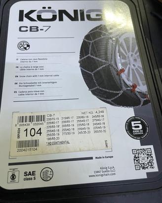 Catene neve König CB-7 104 – 7 mm – come nuove