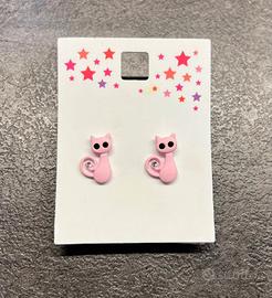 Orecchini con gatti rosa-NUOVI