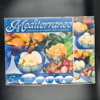 Servizio 5 ciotole vetro blu "Mediterraneo"