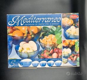 Servizio 5 ciotole vetro blu "Mediterraneo"