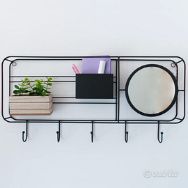 Appendiabiti da parete in metallo con specchio