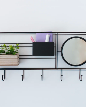 Appendiabiti da parete in metallo con specchio