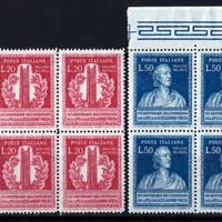Italia 1949 Pila di Volta in quartine nuove int.