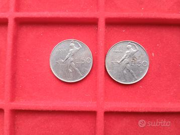 Raro 50 lire 1958 R2 e 50 lire 1960 non comune