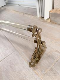 Portasciugamani doppio da bagno 1900 ottone vetro