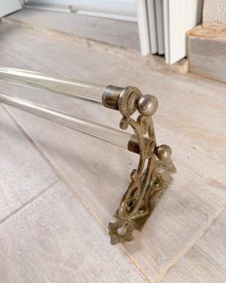 Portasciugamani doppio da bagno 1900 ottone vetro