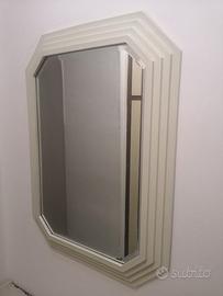 Specchio elegante cornice legno bianco 81x59 cm