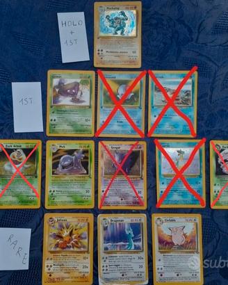Carte Pokemon rare 1° edizione
