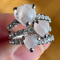 Anello argento con quarzo rosa e zirconi