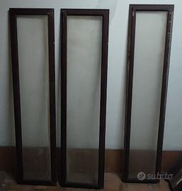 3 cornici con profili di alluminio con vetri