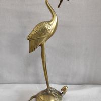 Inizi'900:Statua Gru su Tartaruga ottone h. cm.28!