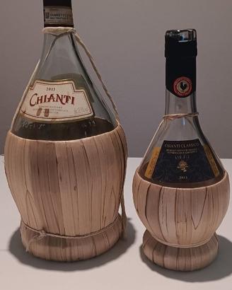Bottiglie fiaschi di Chianti