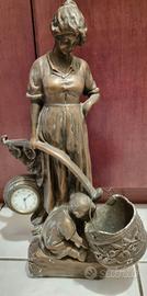 Orologio statua anni 40/50 ceramica bronzata