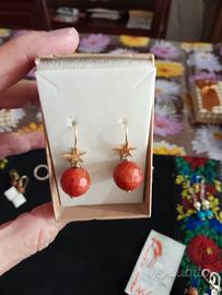 orecchini artigianali gancio argento, madrepora 