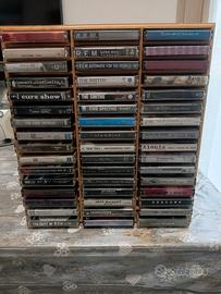 Portacassette In Legno + 48 Musicassette 