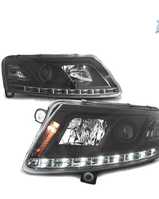 FARI AUDI A6 C6 04-08 CON DRL VERI NERI