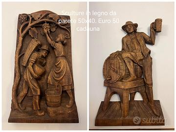 Sculture in legno massello da parete 