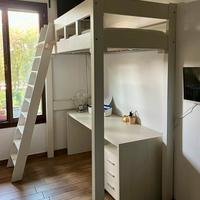 Letto singolo a soppalco artigianale + scrivania