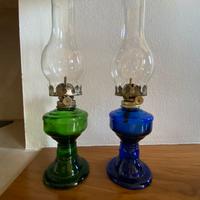 Lampade ad olio in vetro colorato Vintage