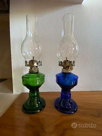 Lampade ad olio in vetro colorato Vintage