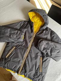 K-Way piumino doubleface grigio e giallo - L