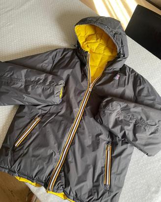 K-Way piumino doubleface grigio e giallo - L
