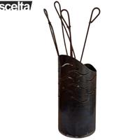 SET ATTREZZI CAMINO FERRO INTAGLIATO ARTIGIANALE