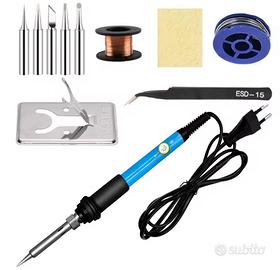 Saldatore con accessori set 60w temp regolabile