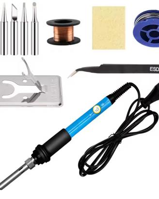 Saldatore con accessori set 60w temp regolabile