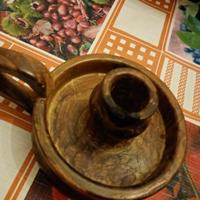 Portacandele in legno d'ulivo realizzato a mano