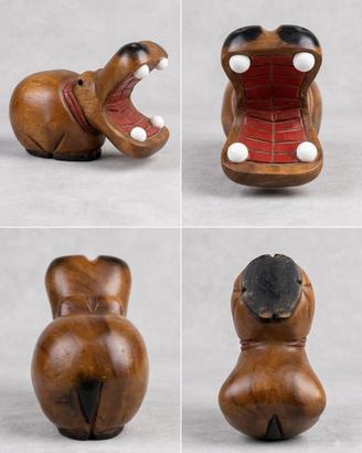 Ippopotamo di legno scolpito
