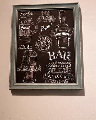 Quadro decorativo "Beer / Bar" stile lavagna 40x60