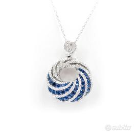 Collana oro ciondolo a Spirale  diamanti e zaffiri