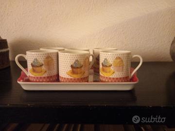 Servizio caffé da 6 con vassoio