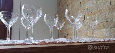 9 bicchierini Cristallo Molato Inciso Antichi H9