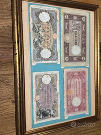 Quadro vintage con banconote storiche della Banca
