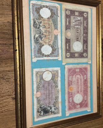 Quadro vintage con banconote storiche della Banca